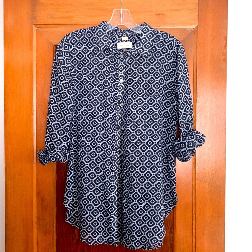 Loft Geometric Button Down Collared Shirt - image 5